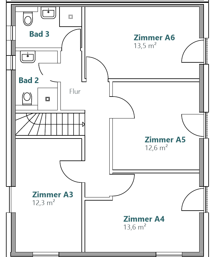 Grundriss Haus A, Obergeschoss