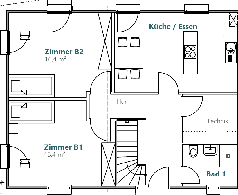 Grundriss Haus B, Erdgeschoss