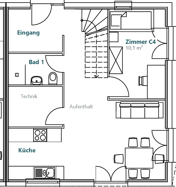 Grundriss Haus C, Erdgeschoss