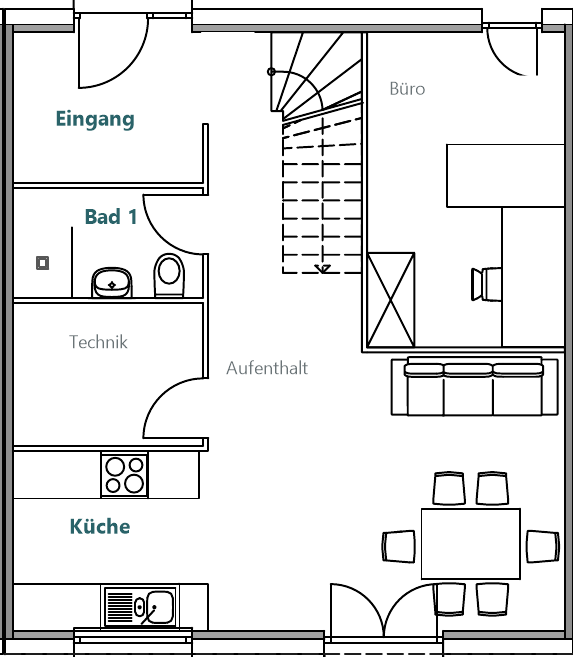 Grundriss Haus D, Erdgeschoss